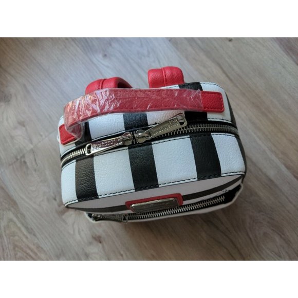 Loungefly Disney 101 Dalmatians Dog Striped Mini Backpack Black White Red - Picture 4 of 11